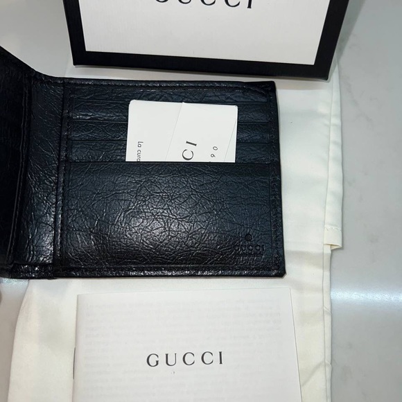 GUCCI MORPHEUS FLUFFY CALF-SKIN Calfskin Interlocking G Bi-Fold Wallet Black - Picture 7 of 7